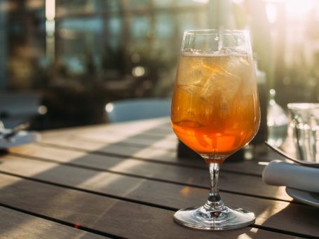 Glass of cider in the light